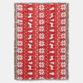 チワホアドッグシルエットクリスマス模様レッド スローブランケット (正面縦)