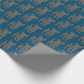 チワホアドッグシルエットY&Bグリッドラインブルー ラッピングペーパー (角)