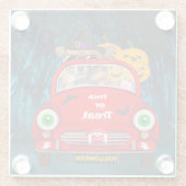 チワホアドッグドライビングカーホラーハロウィーン ガラスコースター (裏面)