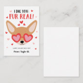 チワホアドッグバレンタインデー子供へカード ノートカード (正面/裏面)