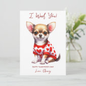 チワホアドッグパーソナライズされたウーフオブユヴァレンティーンズデー シーズンカード (スタンド正面)