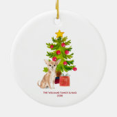 チワホアドッグパーソナライズされたクリスマス セラミックオーナメント (裏面)