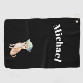 チワホアドッグブラックパーソナル ゴルフタオル (横)