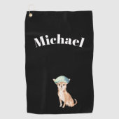 チワホアドッグブラックパーソナル ゴルフタオル (正面)