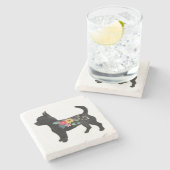 チワホアドッグブリードボホフローラシルエットストーンC ストーンコースター (横)