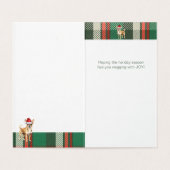 チワホアドッグホリデーグリーンプレイドクリスマスカード (内部フラット)