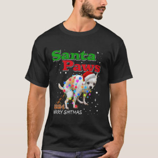 チワホアドッグポーピングクリスマス2024 Santa Paws Xm Tシャツ