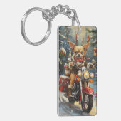 チワホアドッグ乗馬オートバイクリスマス キーホルダー (正面左)