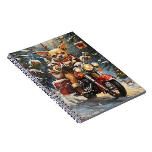 チワホアドッグ乗馬オートバイクリスマス ノートブック (右側)
