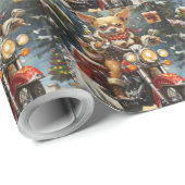 チワホアドッグ乗馬オートバイクリスマス ラッピングペーパー (ロールコーナー)