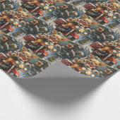 チワホアドッグ乗馬オートバイクリスマス ラッピングペーパー (角)