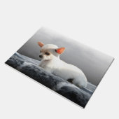 チワホアドッグ着席ドッグポートレートアー絵画トズ ドアマット (アングル)