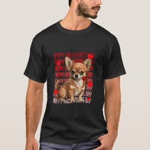 チワホアドッグ赤いハートハッピーヴァレンティーンズデイボーイ Tシャツ