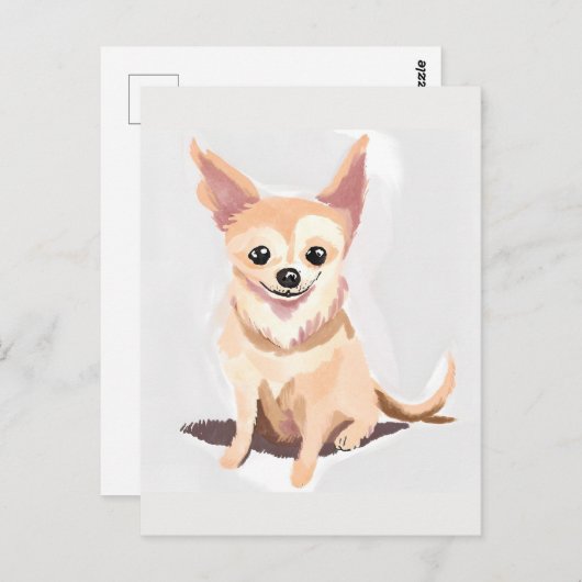 チワホアドッグ | かわいい犬ペットワンちゃん水色 ポストカード (正面/裏面)