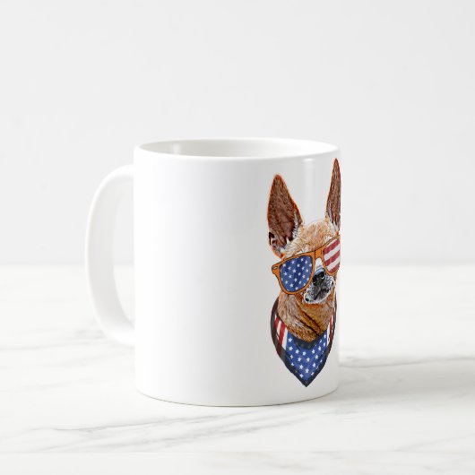 チワホアドッグUSAアメリカ独立7月4日 コーヒーマグカップ (正面左)
