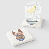 チワホアドッグUSAアメリカ独立7月4日 ストーンコースター (横)