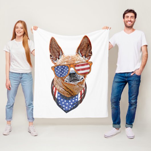 チワホアドッグUSAアメリカ独立7月4日 フリースブランケット (インサイチュ)