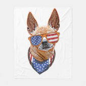 チワホアドッグUSAアメリカ独立7月4日 フリースブランケット (正面)