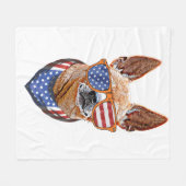 チワホアドッグUSAアメリカ独立7月4日 フリースブランケット (正面(横))