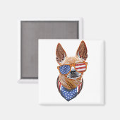 チワホアドッグUSAアメリカ独立7月4日 マグネット (正面/裏面)