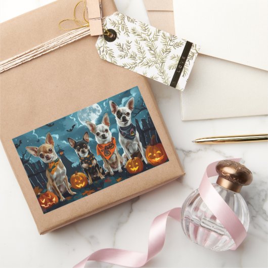 チワホアハロウィン不気味ン 長方形シール (ギフト)