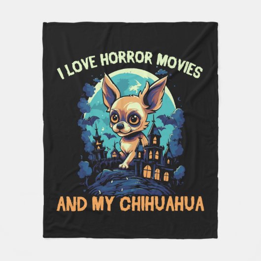 チワホアハロウィーンパピーストリックまたはトリートドッグ恋人 フリースブランケット (正面)