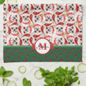 チワホアパタンモノグラムクリスマスドッグ キッチンタオル (折り畳み)