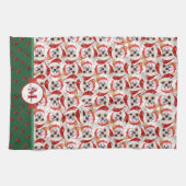 チワホアパタンモノグラムクリスマスドッグ キッチンタオル (横)