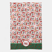 チワホアパタンモノグラムクリスマスドッグ キッチンタオル (縦)