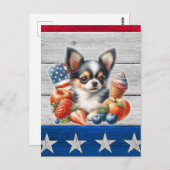 チワホアパトリオティックフルーツUSAロングヘアチワワ ポストカード (正面/裏面)