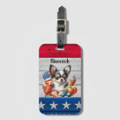 チワホアパトリオティックフルーツUSAロングヘアチワワ ラゲッジタグ (正面縦)