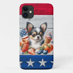 チワホアパトリオティックフルーツUSAロングヘアチワワ iPhone 11 ケース