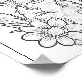 チワホアパピーと花彩色ページポスター ポスター (角)