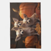 チワホアパピーオータムデライトカボチャ キッチンタオル (縦)