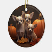 チワホアパピーオータムデライトカボチャ セラミックオーナメント (左)