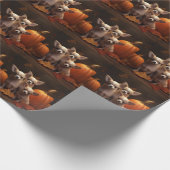 チワホアパピーオータムデライトカボチャ ラッピングペーパー (角)