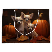 チワホアパピーオータムデライトカボチャ ラージペーパーバッグ (正面)