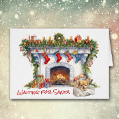 チワホアパピークリスマス暖炉サンタを待つ