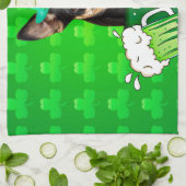 チワホアパピードッグセントパトリックの日グリーンクローバー キッチンタオル (折り畳み)