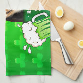 チワホアパピードッグセントパトリックの日グリーンクローバー キッチンタオル (四つ折り)