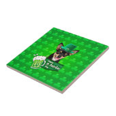 チワホアパピードッグセントパトリックの日グリーンクローバー タイル (側面)