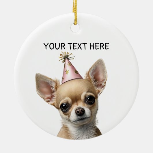 チワホアピンクガーリークネーム水彩可愛い セラミックオーナメント (裏面)
