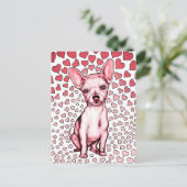 チワホアピンクハートズバレンタインデー シーズンポストカード (スタンド正面)