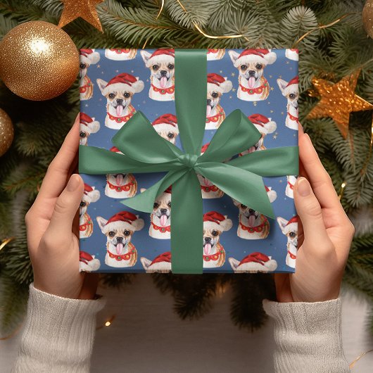 チワホアブルークリスマス水の色の犬品種 ラッピングペーパー