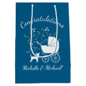 チワホアベビーシャワーブルーボーイドッグ ミディアムペーパーバッグ (裏面)