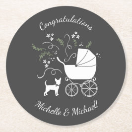 チワホアベビーシャワー男女兼用かわいい ラウンドペーパーコースター