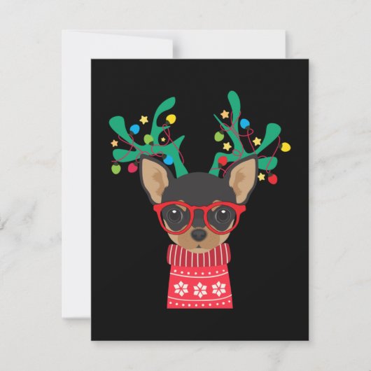 チワホアホおもしろいリデイクリスマスクリスマス サンキューカード (正面)