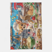 チワホアホリデーベーキング:フェスティバルクリスマス キッチンタオル (縦)