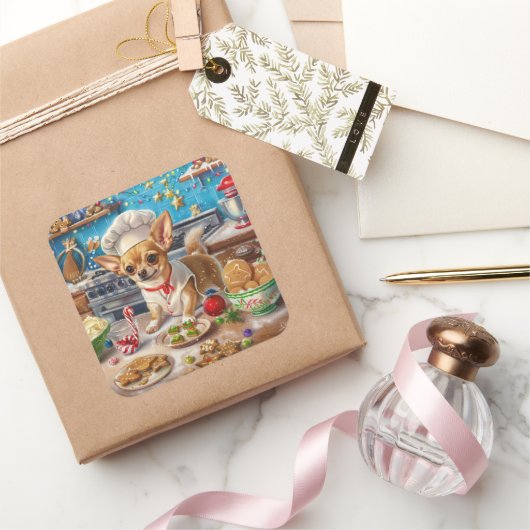 チワホアホリデーベーキング:フェスティバルクリスマス スクエアシール (ギフト)
