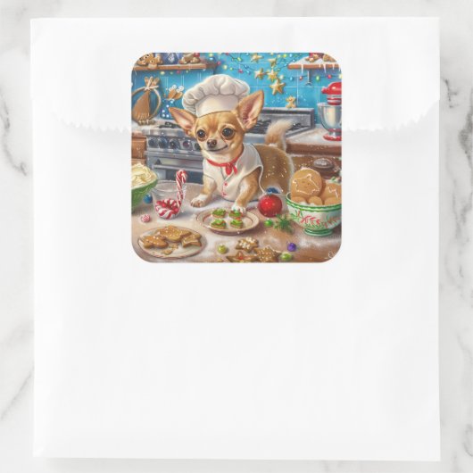 チワホアホリデーベーキング:フェスティバルクリスマス スクエアシール (バッグ)